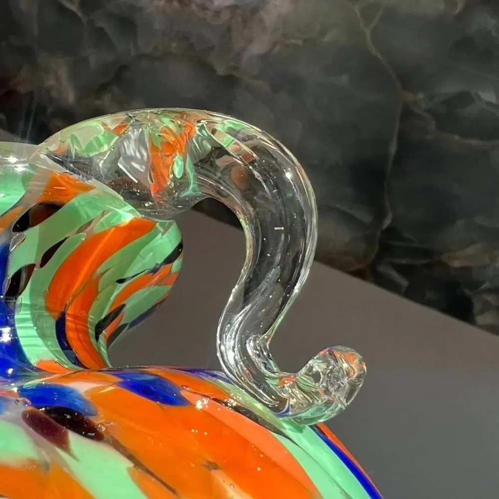 Vintage Hand Blown Art Glass Comfety Spotted Heavy Vase 2 Handles